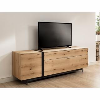 Meuble TV STYLE chêne naturel 1tiroir 1 abattant 1 porte